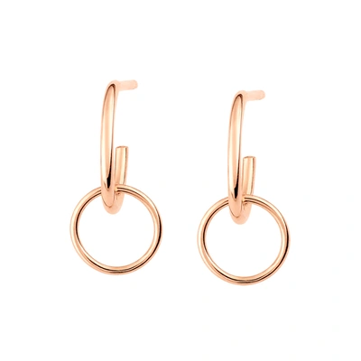 Shop Ginette Ny Tiny Circle Drop Earrings In Pink Gold