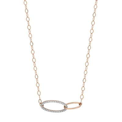 Shop Ginette Ny Ellipse Gold & Diamond Fusion Necklace In Pink And White Gold