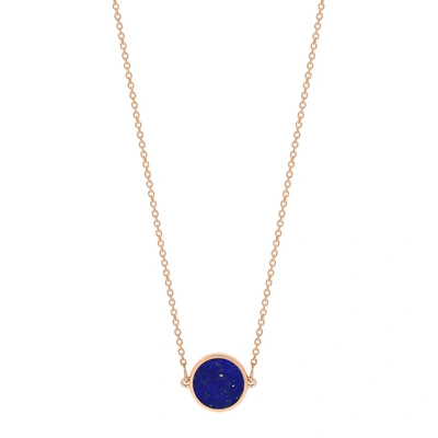 Shop Ginette Ny Mini Ever Lapis Disc Necklace In Pink Gold