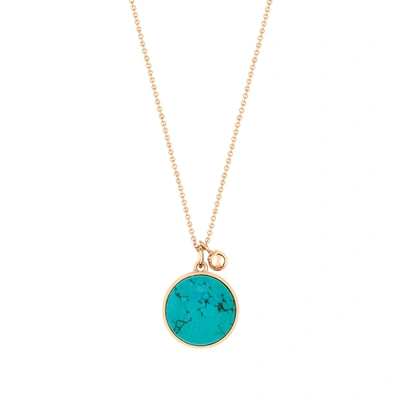 Shop Ginette Ny Ever Turquoise Disc On Chain In Pink Gold