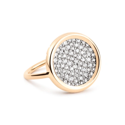 Shop Ginette Ny Baby Diamond Disc Ring In Pink And White Gold