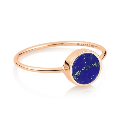 Shop Ginette Ny Mini Ever Lapis Disc Ring In Pink Gold