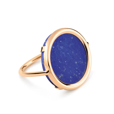Shop Ginette Ny Ever Lapis Disc Ring In Pink Gold