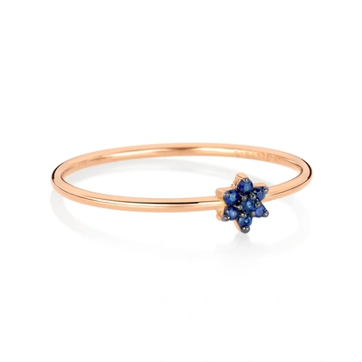 Shop Ginette Ny Mini Sapphire Star Ring In Pink Gold