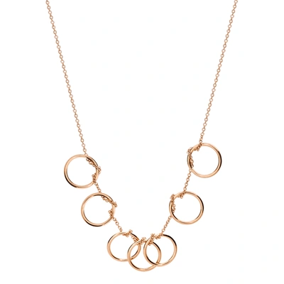 Shop Ginette Ny Tiny Seven Circles Necklace In Pink Gold