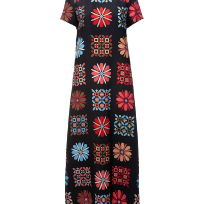 La Doublej Swing Floral-print Silk Maxi Dress In Vetrata Grande