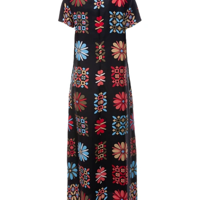 La Doublej Swing Floral-print Silk Maxi Dress In Vetrata Grande