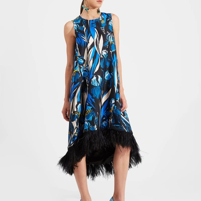 Shop La Doublej La Scala High Dress (with Feathers) In Iris