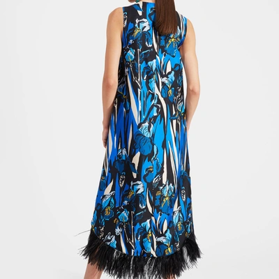 Shop La Doublej La Scala High Dress (with Feathers) In Iris
