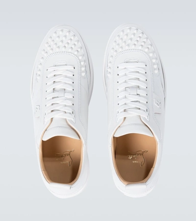 Christian Louboutin Happyrui Spikes Sneakers In White Leather In White