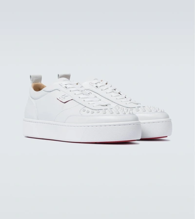 Christian Louboutin Happyrui Spikes Sneakers In White Leather In White