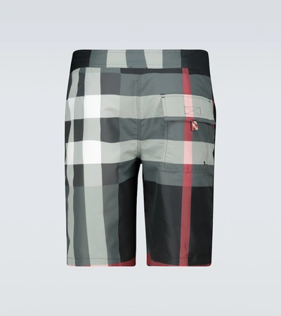 Shop Burberry Breton Checked Swim Shorts In Grey