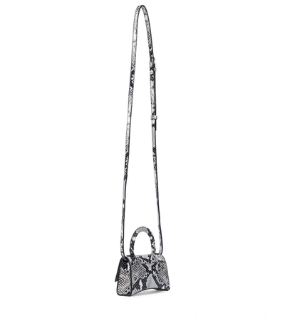Shop Balenciaga Hourglass Mini Snake-effect Leather Tote In Grey