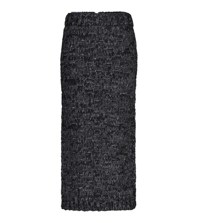Shop Dolce & Gabbana Wool-blend Midi Skirt In Black