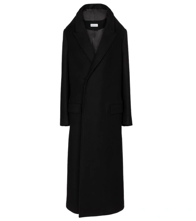 Shop Balenciaga Pyramid Cashmere Coat In Black