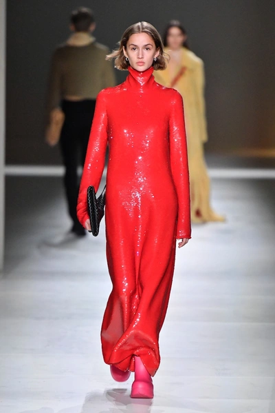 BOTTEGA VENETA SEQUINED TURTLENECK GOWN P00510861