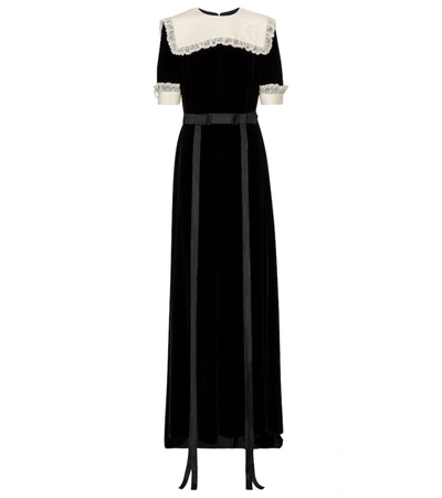 Shop Gucci Velvet Maxi Dress In Black