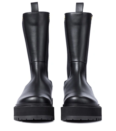 Shop Fendi Leather Chelsea Boots In Black