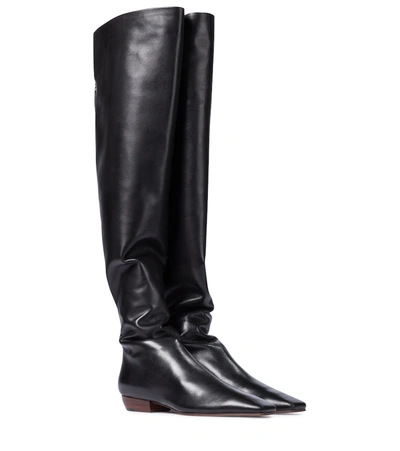 Shop The Row Slouch Leather Over-the-knee Boots In Black