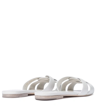 Shop Saint Laurent Tribute Leather Sandals In Porcelaine