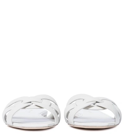 Shop Saint Laurent Tribute Leather Sandals In Porcelaine