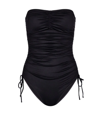 Shop Melissa Odabash Sydney Ruched Bandeau Swimsuit In Black