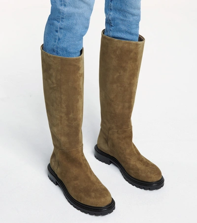 Shop Aquazzura Sky Suede Knee-high Boots In Brown