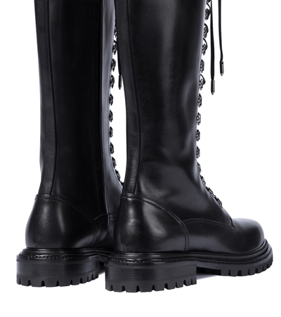 Shop Aquazzura Combat Leather Knee-high Boots In Black