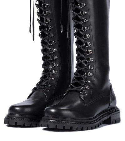 Shop Aquazzura Combat Leather Knee-high Boots In Black