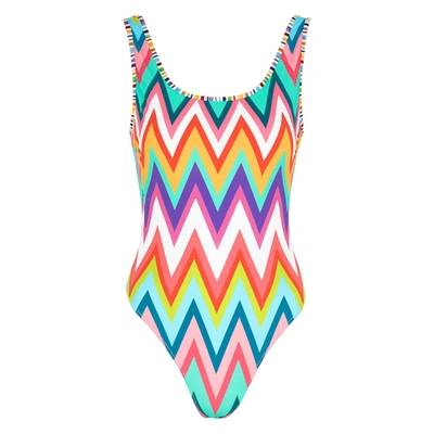 Shop Missoni Zigzag-print Swimsuit In Multicoloured