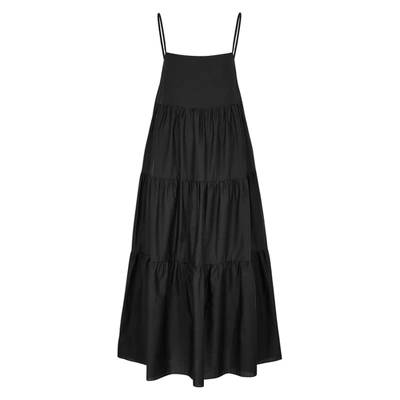 Shop Matteau The Tiered Black Cotton Maxi Dress