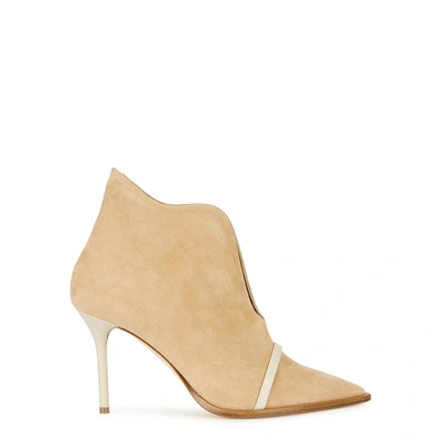 Shop Malone Souliers Cora 85 Camel Suede Ankle Boots In Off White
