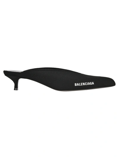 Shop Balenciaga Round Knit Mules In Black/white