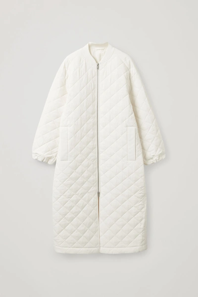 Shop Cos Longline Quilted Coat In White