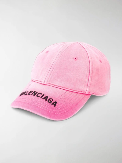 Shop Balenciaga Logo-embroidered Baseball Cap In Pink