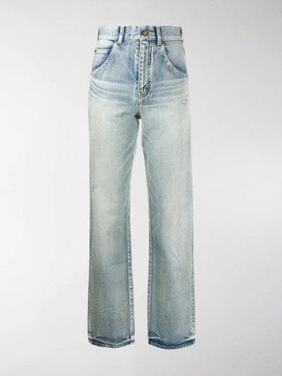 Shop Saint Laurent High-waisted Straight-leg Jeans In Blue