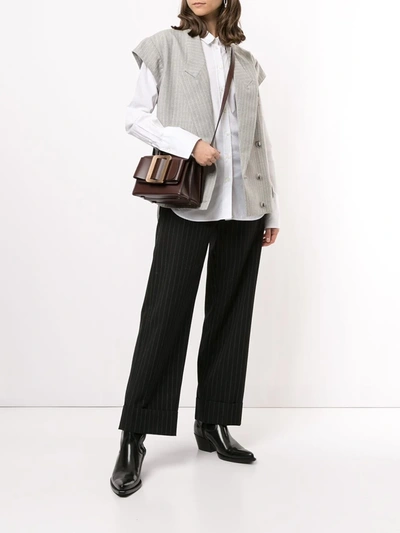 Shop Nina Ricci Pinstripe Sleeveless Blazer In Grey