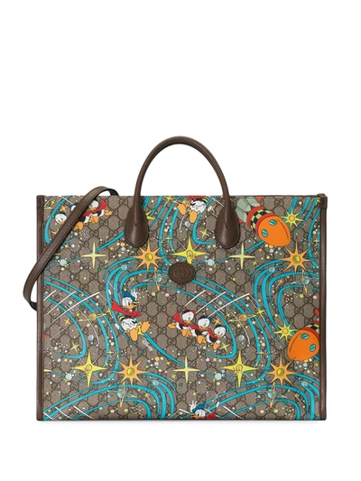 Shop Gucci X Disney Donald Duck Tote Bag In Neutrals