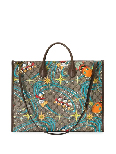 Shop Gucci X Disney Donald Duck Tote Bag In Neutrals