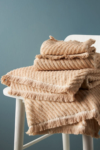 Kassatex Faro Organic Cotton Bath Towels, Washcloth, Rossa