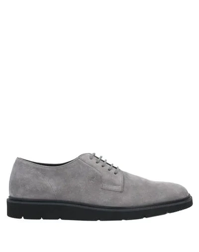 Shop Hogan Man Lace-up Shoes Grey Size 8.5 Soft Leather