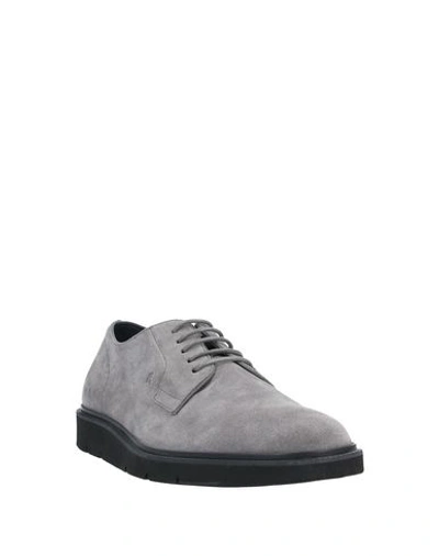 Shop Hogan Man Lace-up Shoes Grey Size 8.5 Soft Leather