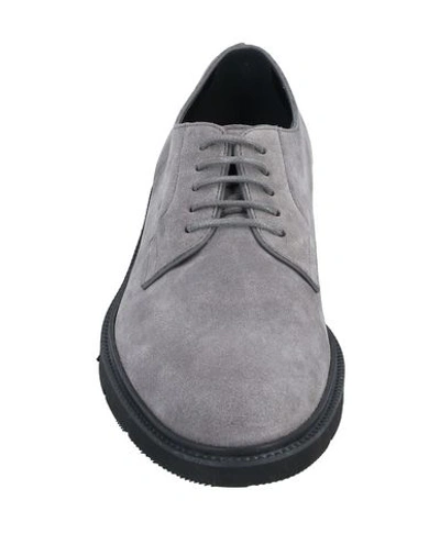 Shop Hogan Man Lace-up Shoes Grey Size 6.5 Soft Leather
