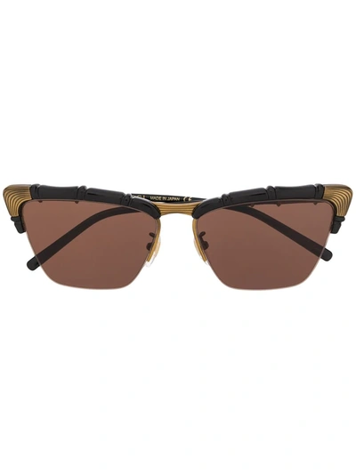 Shop Gucci Bamboo Cat-eye Frame Sunglasses In Black