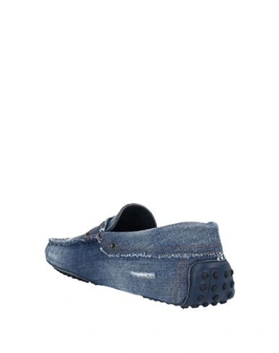 Shop Tod's Man Loafers Blue Size 9 Textile Fibers