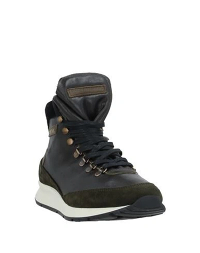 Shop Philippe Model Man Sneakers Military Green Size 9 Calfskin, Textile Fibers