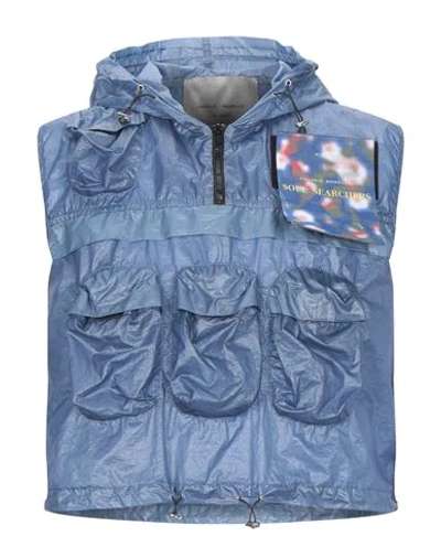 Shop Frankie Morello Man Jacket Slate Blue Size M Polyamide