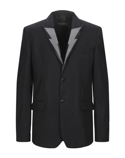 Shop Frankie Morello Man Blazer Black Size 38 Polyester, Wool, Lycra