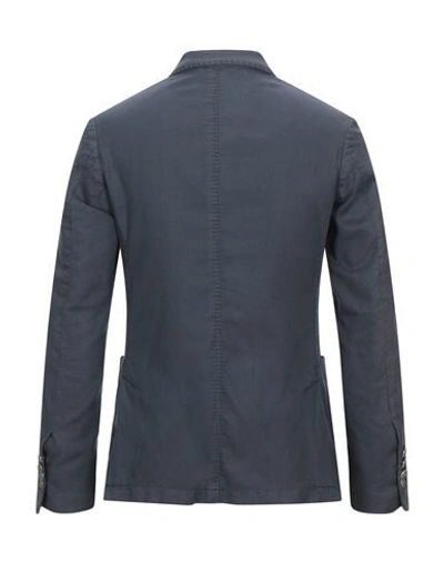 Shop Alessandro Dell'acqua Man Suit Jacket Slate Blue Size 36 Cotton, Linen, Elastane