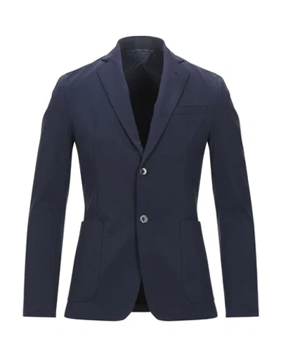 Shop Alessandro Dell'acqua Man Blazer Midnight Blue Size 36 Cotton, Polyamide, Elastane